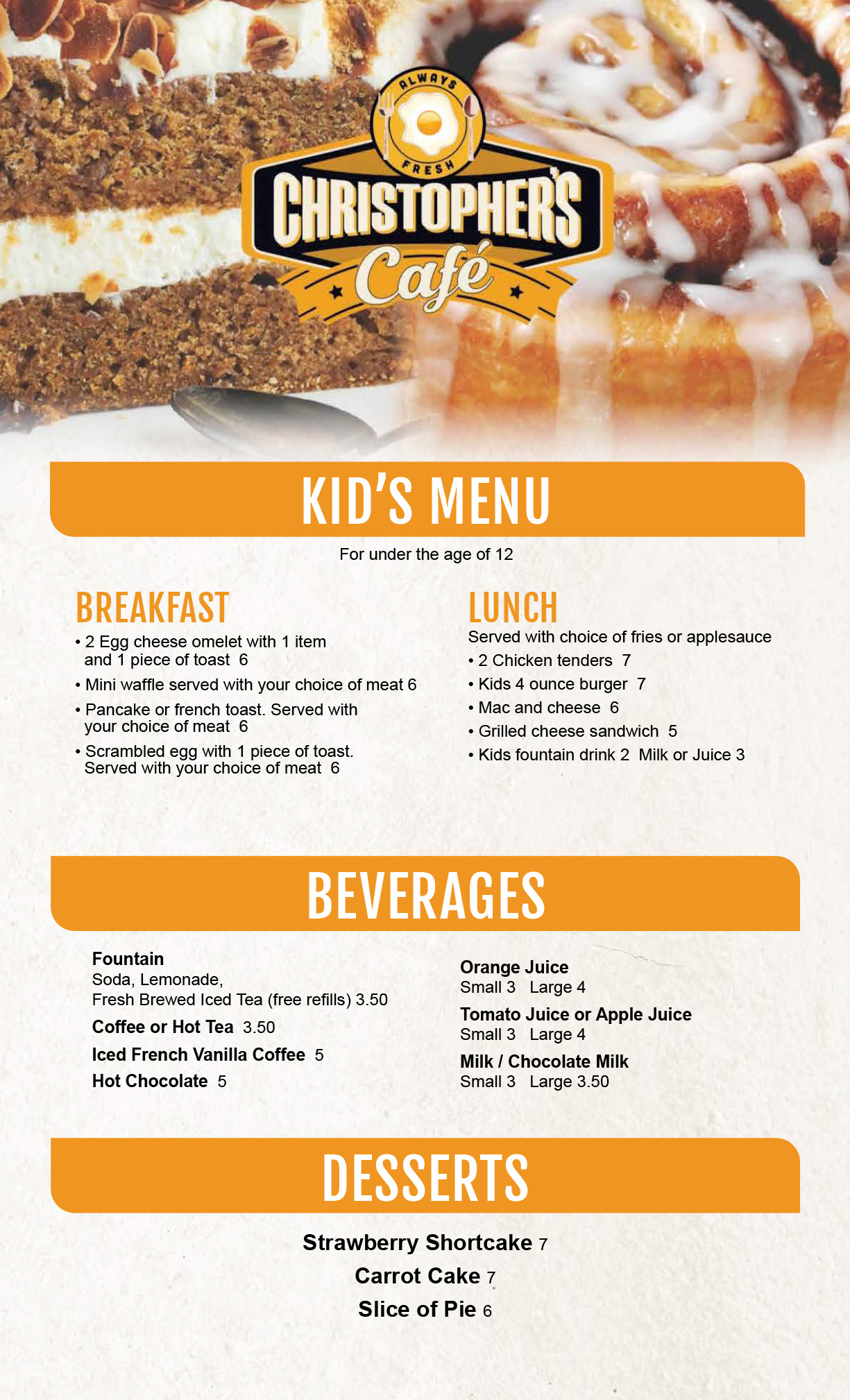 Christophers 2025-Kids Menu